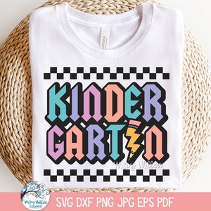 Kindergarten SVG für Cricut, Grundschullehrerin, Retro Rock N Roll, Tshirt Design PNG, Schulanfang, Sublimationslehre Jpg-Datei