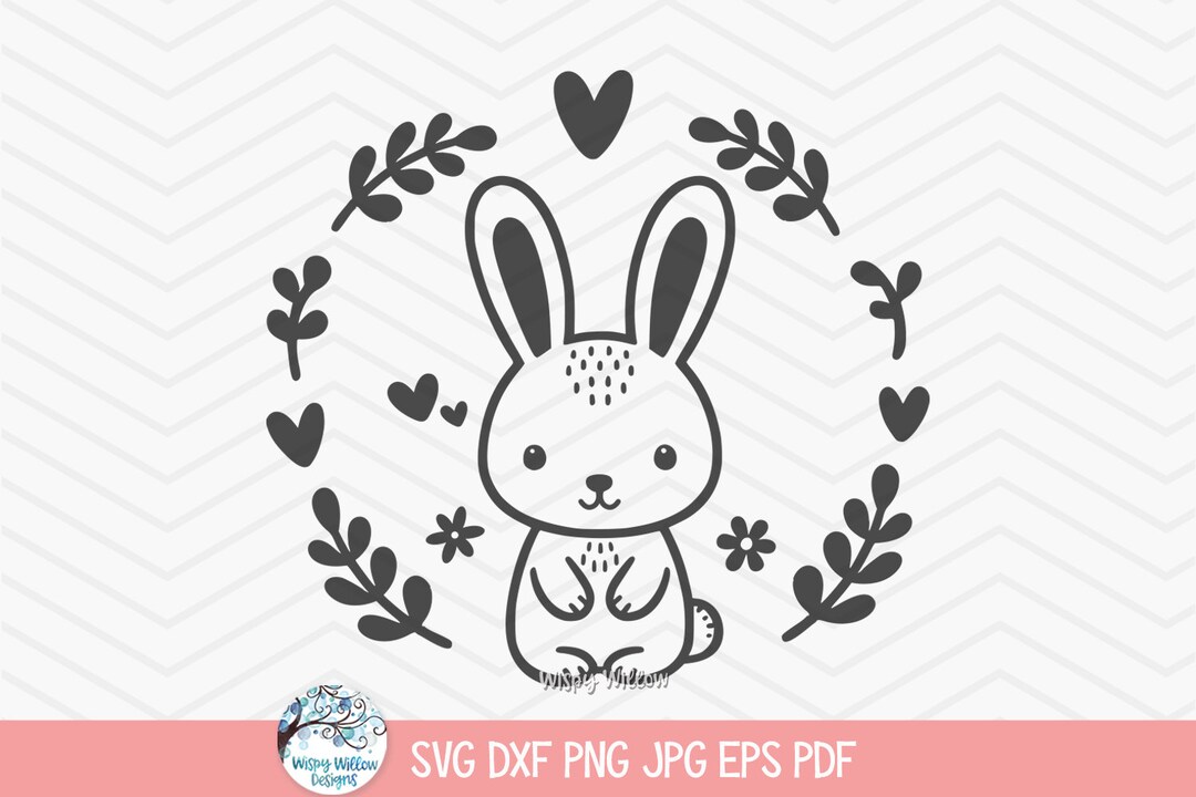 Rabbit SVG for Cricut, Easter Bunny With Flowers, Baby Animal Clipart ...