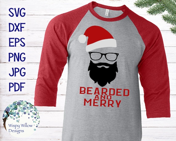 Bearded And Merry Hipster Santa Claus Svg Christmas Dxf Etsy