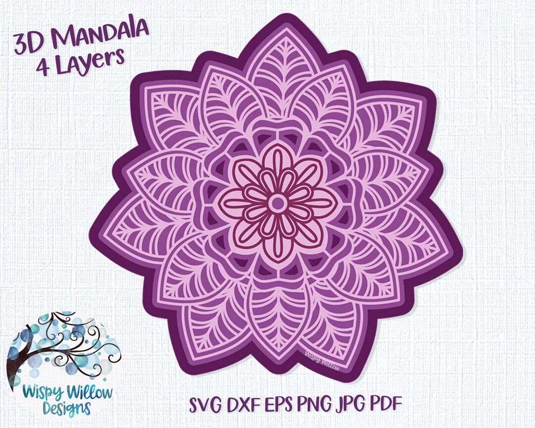 3D Flower Mandala SVG, Flower Mandala Svg, Cardstock Mandala Svg, 3D