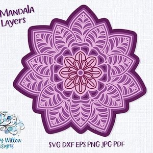 3D Flower Mandala SVG, Flower Mandala Svg, Cardstock Mandala Svg, 3D Mandala, Layered Mandala Svg, 3D Flowers, Papercut Mandala