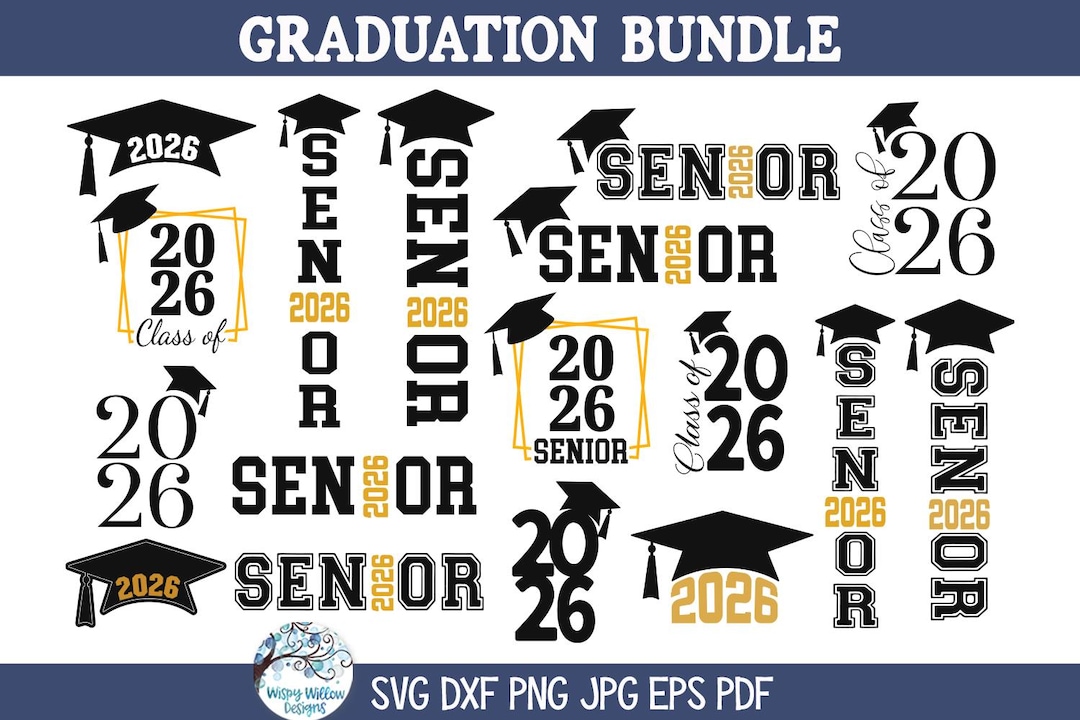 Senior 2026 SVG Bundle for Cricut, Graduation Cap PNG, Class of 2026 ...