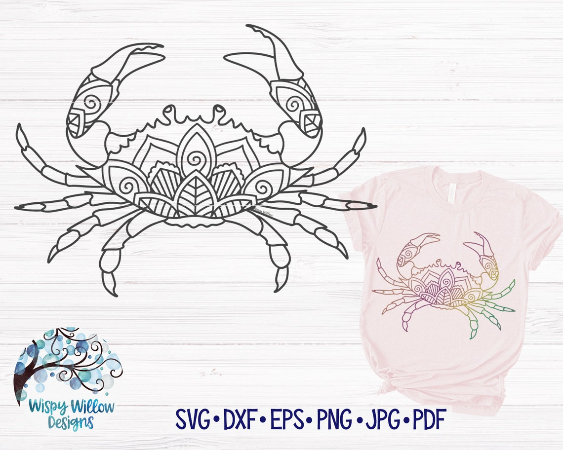 Crab Mandala SVG Mandala Crab Svg Crab Decal File Nautical Etsy