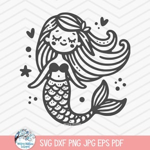 Sirène SVG pour Cricut, Sirène de fille mignonne, Conception de chemise de sirène Png, Décalcomanie de sirène heureuse, Vacances d’été à la plage, Fichier de coupe de décalcomanie de mer d’océan
