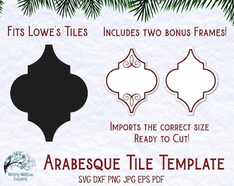 Arabesque Christmas Ornament SVG Template and Frames, Lowes Ornament Template Svg, Arabesque Tile Svg, Tile Ornaments, Arabesque Ornament