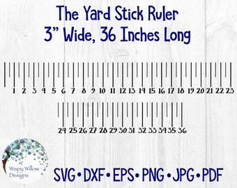 Yard Stick Ruler SVG, DXF, png, PDF, 36 Inch Ruler Measurement, Desk Ruler, Digital Download, Vinyl Decal File, Ruler, Cricut, Silhouette