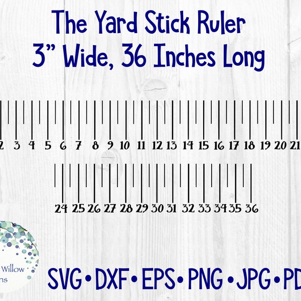 Yard Stick Ruler SVG, DXF, png, PDF, 36 Inch Ruler Measurement, Desk Ruler, Digital Download, Vinyl Decal File, Ruler, Cricut, Silhouette