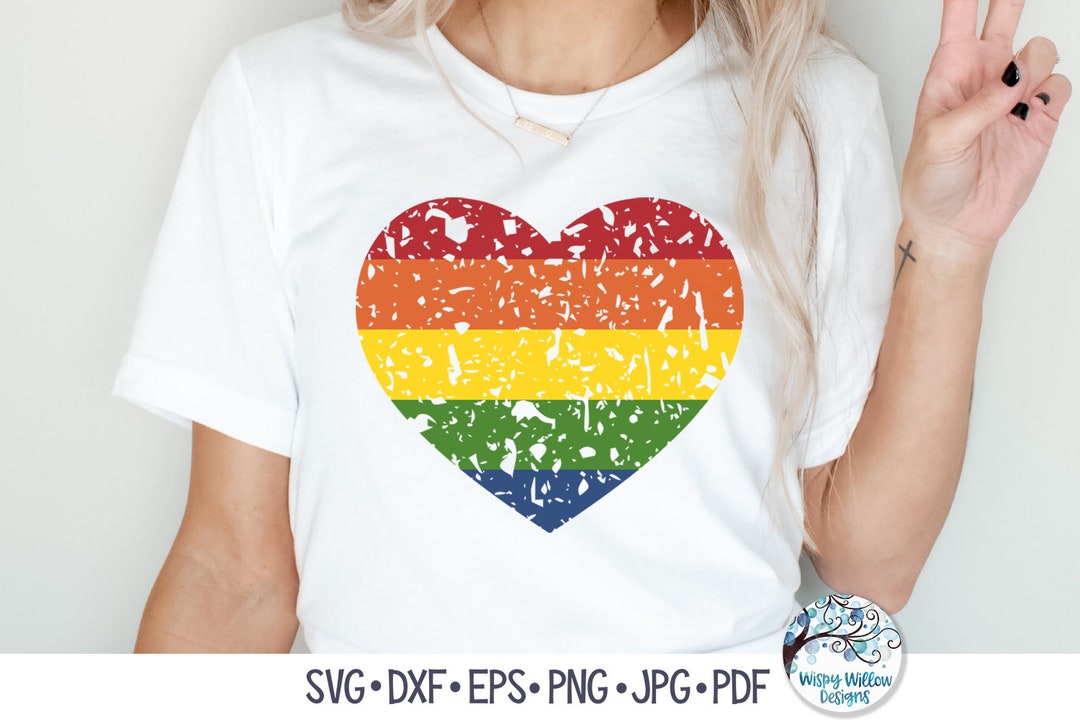 Distressed Rainbow Heart SVG, LGBTQ Pride Svg, Gay Pride Svg, LGBTQ ...