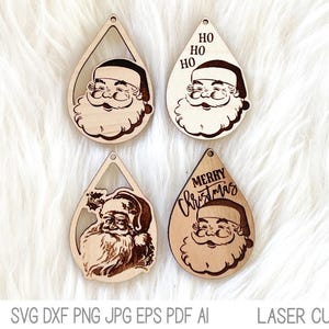 Santa Claus Christmas Earring SVG File for Glowforge Laser Cutter, Xtool Earring File, Winter Christmas Holiday, Santa Face Jewelry Bundle
