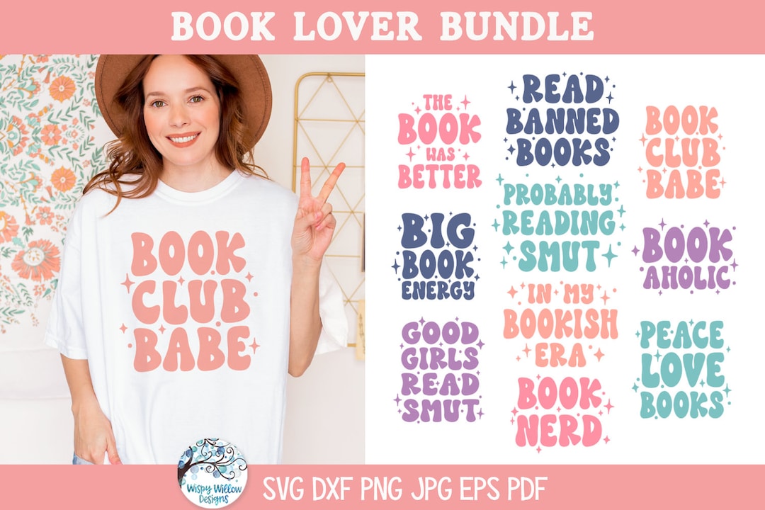 Book Lover SVG Bundle for Cricut, Funny Reading T-shirt Design Cut ...