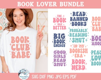 Book Lover SVG Bundle for Cricut, Funny Reading T-Shirt Design Cut Files, Retro Book Quotes, The Book Was Better PNG, Good Girls Read Smut