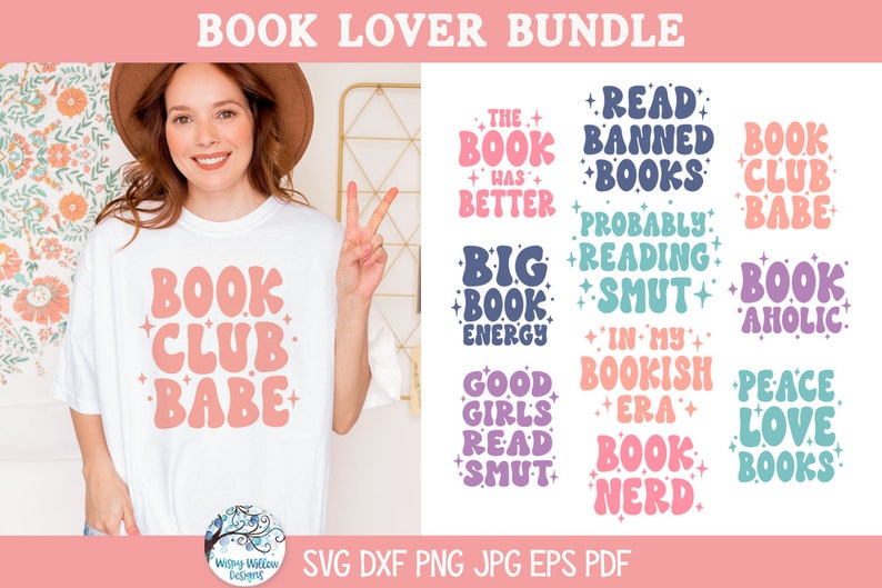 Book Lover SVG Bundle for Cricut, Funny Reading T-shirt Design Cut ...