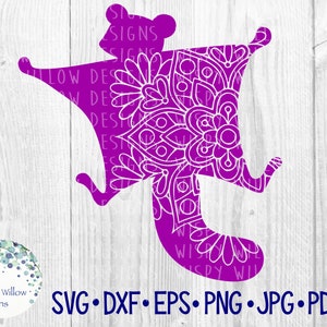 Planeur en sucre Mandala SVG, DXF, png, jpg, eps, png, écureuil volant, Mandala animal, fichier en téléchargement numérique, floral, Cricut, Silhouette