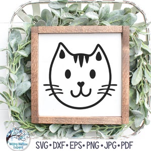 Cute Cat Face SVG, Cat Face Outline Svg, Kitten Face Svg, Scandinavian Cat Svg, Cute Cat Illustration, Cat Png, Vinyl Decal Files for Cricut