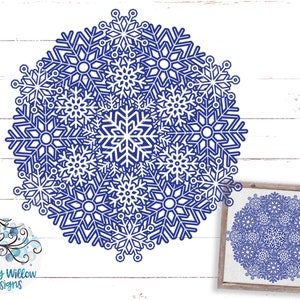 Fiocco di neve Mandala SVG, DXF, PNG, Mandala invernale Svg, Fiocco di neve Zentangle Svg, Natale Svg, Neve, Mandala Svg, Mandala invernale, Fiocchi di neve