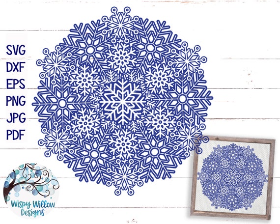 Download Snowflake Mandala Svg Dxf Png Winter Mandala Svg Snowflake Etsy
