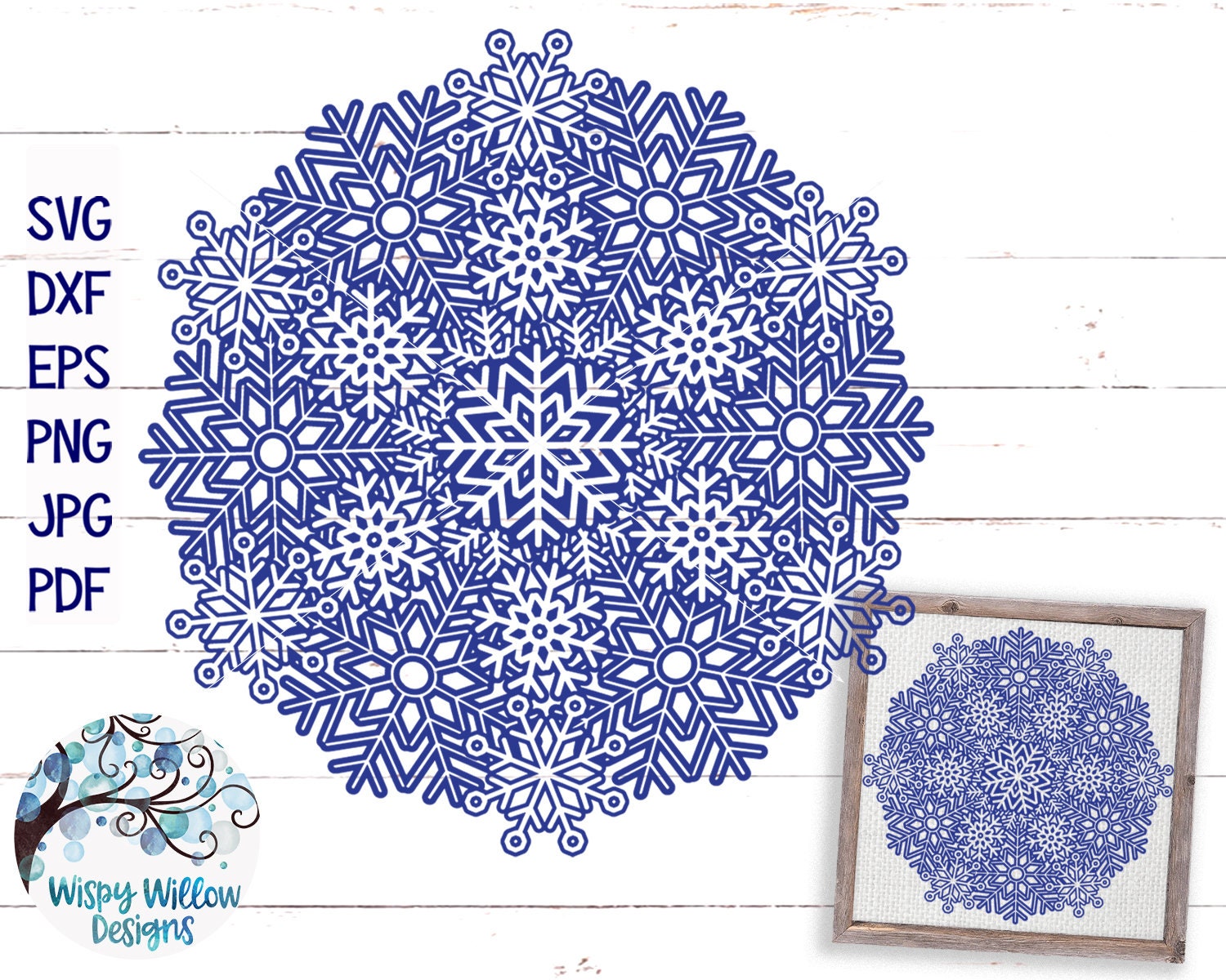 Download Snowflake Mandala Svg Dxf Png Winter Mandala Svg Snowflake Etsy