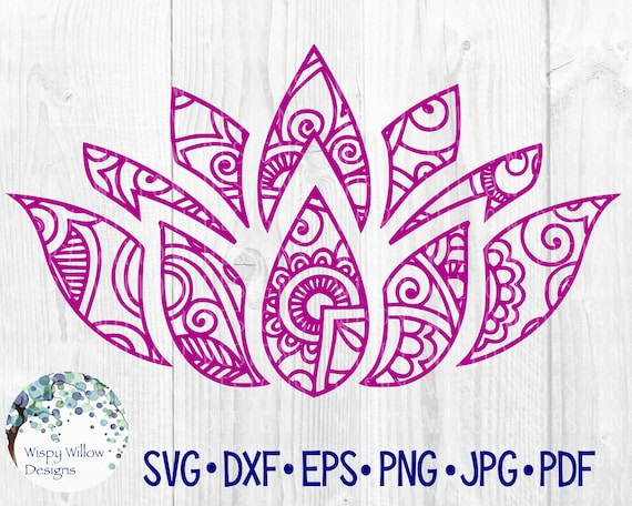 Download Lotus Flower Zentangle SVG DXF png jpg eps Flower | Etsy