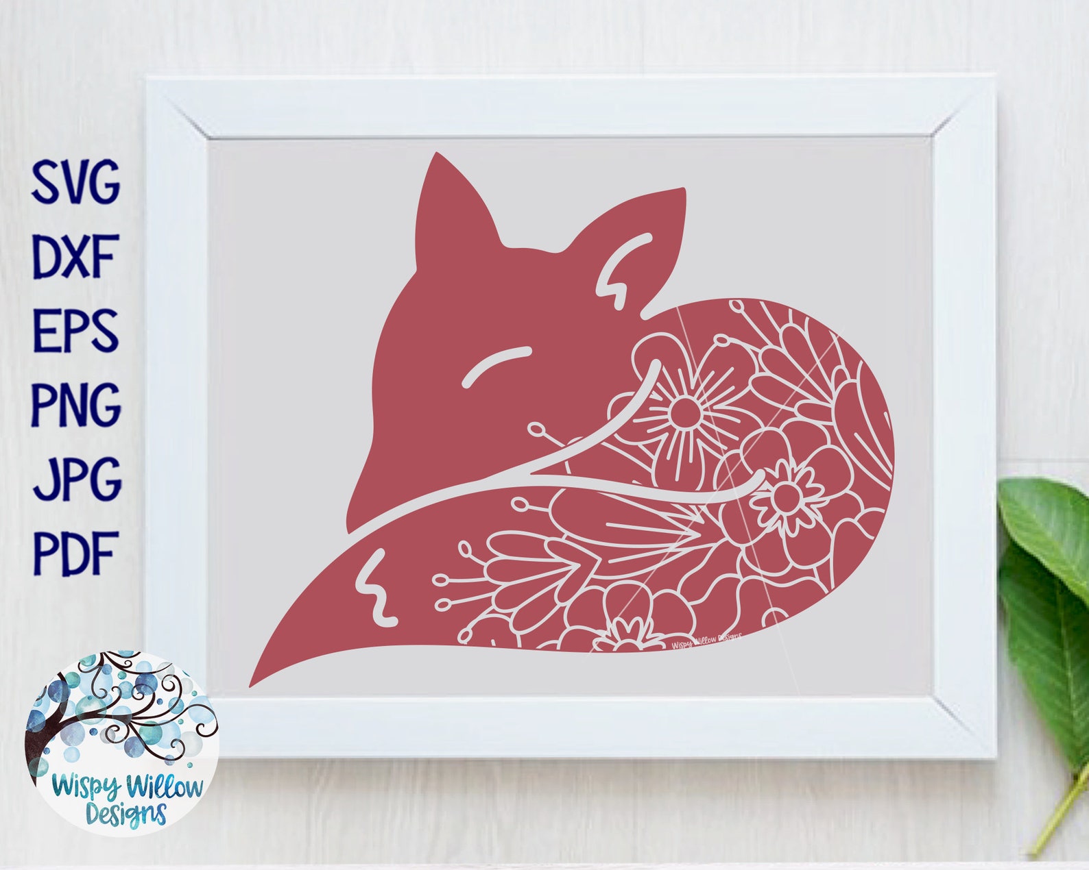 Floral Fox SVG DXF png Cute Fox Svg Fox With Flowers | Etsy