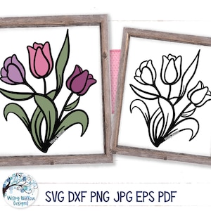 Tulp SVG, tulp bloemen Svg, gelaagde tulpen, tulp omtrek, bloemen Svg, lentebloemen, paasbloemen, tulpen, lente, bloem stickerbestand