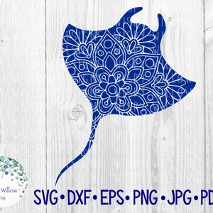 Stingray Floral Mandala SVG, DXF pdf png Digital Download File, Sting Ray, Ocean Animal,  Boho, Cricut, Silhouette, Cut File, Decal, Fish