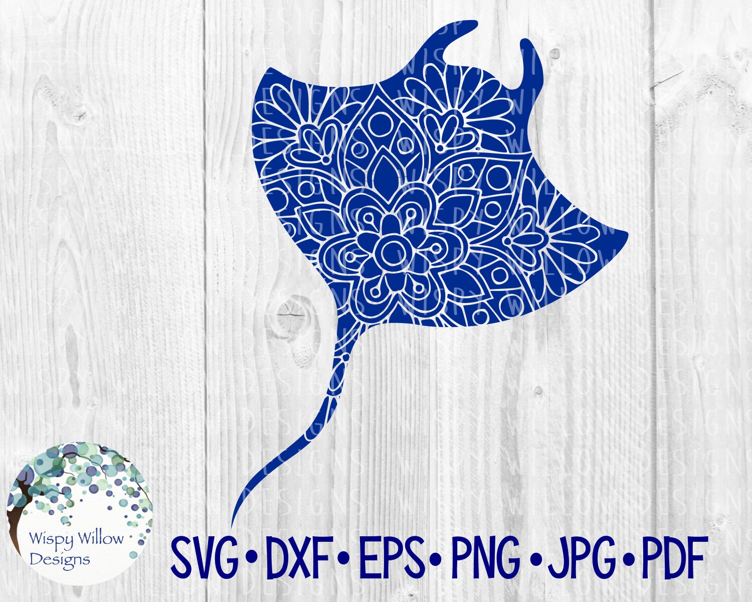 Download Stingray Floral Mandala Svg Dxf Pdf Png Digital Download Etsy
