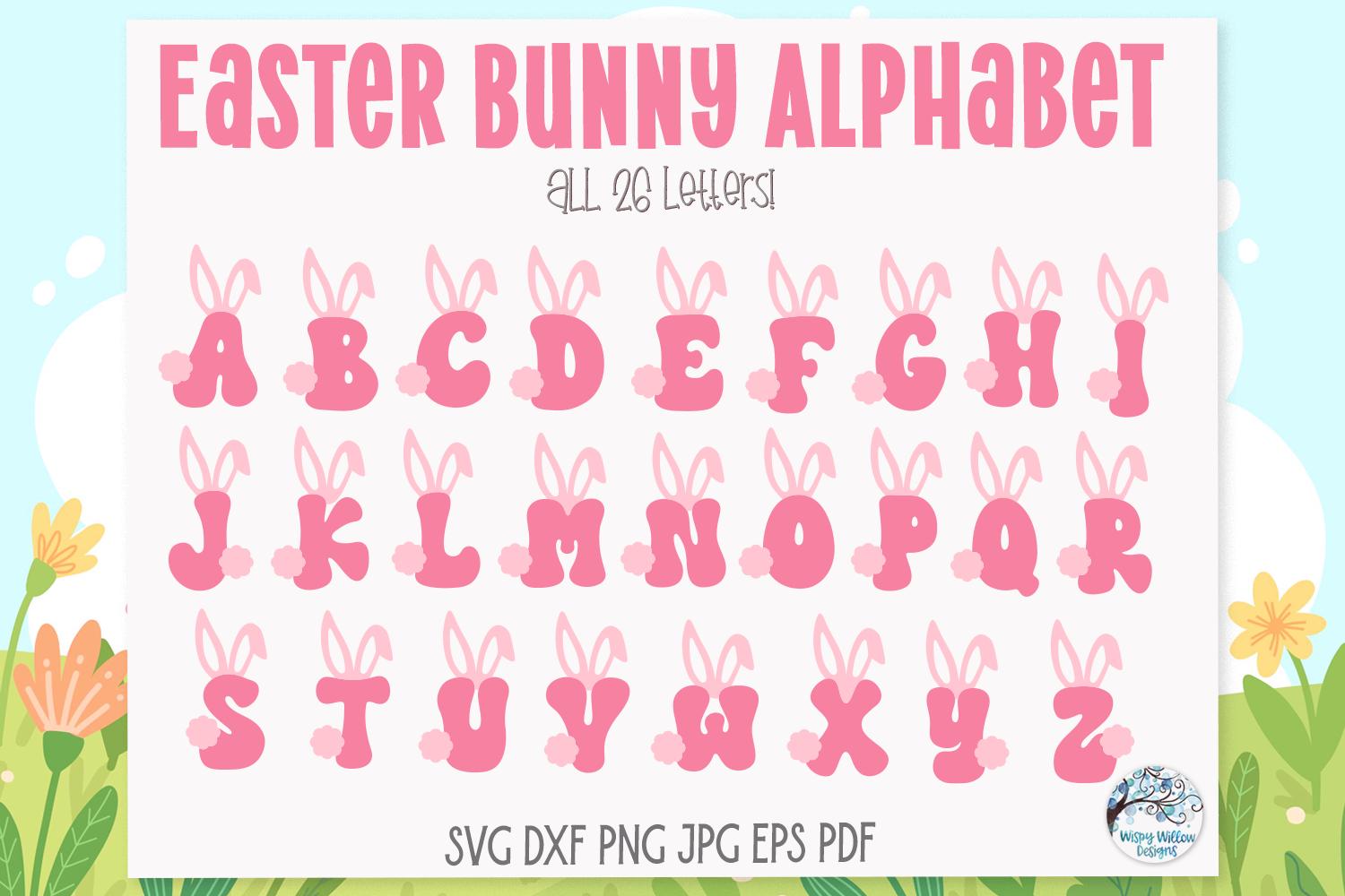Easter Bunny Alphabet SVG File Bundle for Cricut, Retro Fun ABC Letters ...