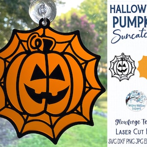 Atrapasol de calabaza de Halloween para Glowforge o cortador láser SVG, Atrapasol de Jackolantern para otoño, descarga digital de archivo de corte láser AI, DXF