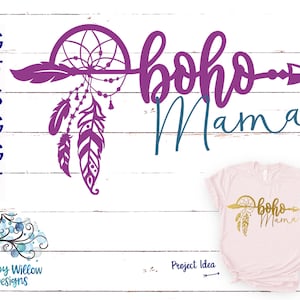 Boho Mama SVG, DXF, png, jpg, plumas, Boho SVG, Gypsy Svg, Arrow Svg, atrapasueños, archivo de corte, sublimación, hippie, verano, camisa, digital