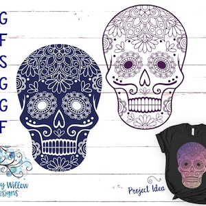 Sugar Skull SVG File for Cricut, Floral Skull Mandalas, Halloween Skull, Day of the Dead, Mexico, Mexican, Skull Face Decal Cut File