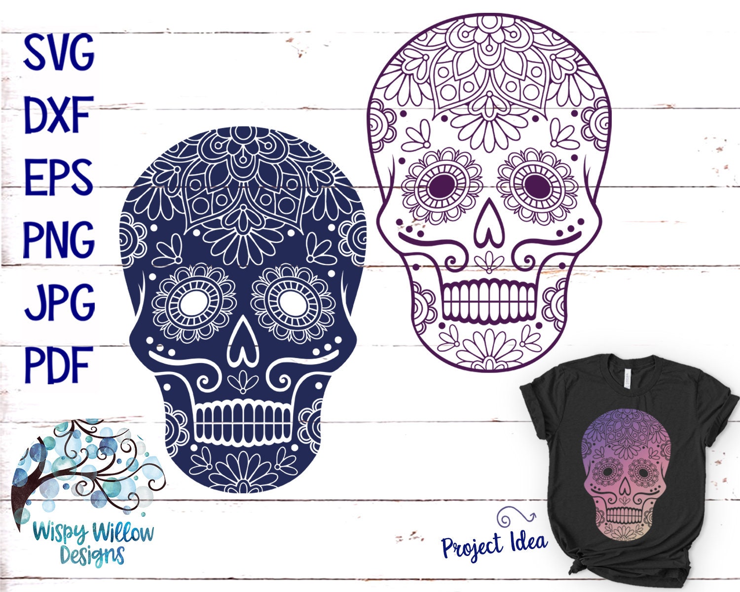 Sugar Skull SVG DXF png jpg pdf Mandalas Flowers | Etsy