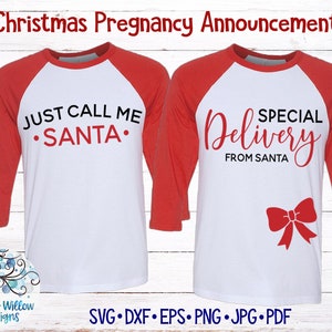 Lustige Weihnachten Schwangerschaft Ankündigung Shirts SVG-Datei für Cricut, Mutterschaft, Just Call Me Santa, Winter Urlaub, Foto Prop, neues Baby PNG