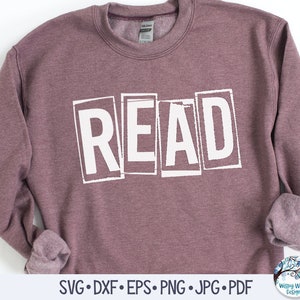 Leer SVG, Leer diseño de camiseta SVG, Bloque tipográfico vintage, Lectura, Libros, Leer sublimación, Leer PNG, Diseño de camiseta con libro vintage Png