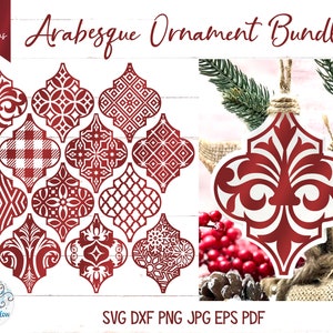 Arabesque Christmas Ornament SVG Bundle, Patterned Arabesque Tile Svg, Tile Ornaments, Plaid, Mandala, Damask, Pattern, Plaid, Ornaments SVG