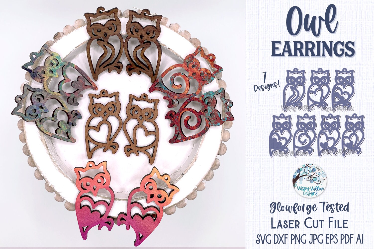 Owl Earring File SVG for Glowforge or Laser Cutter Bird - Etsy