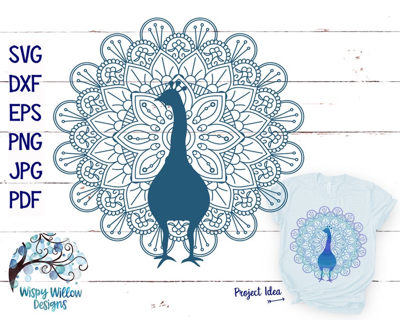 Download Peacock Mandala SVG DXF png eps Mandala Peacock | Etsy