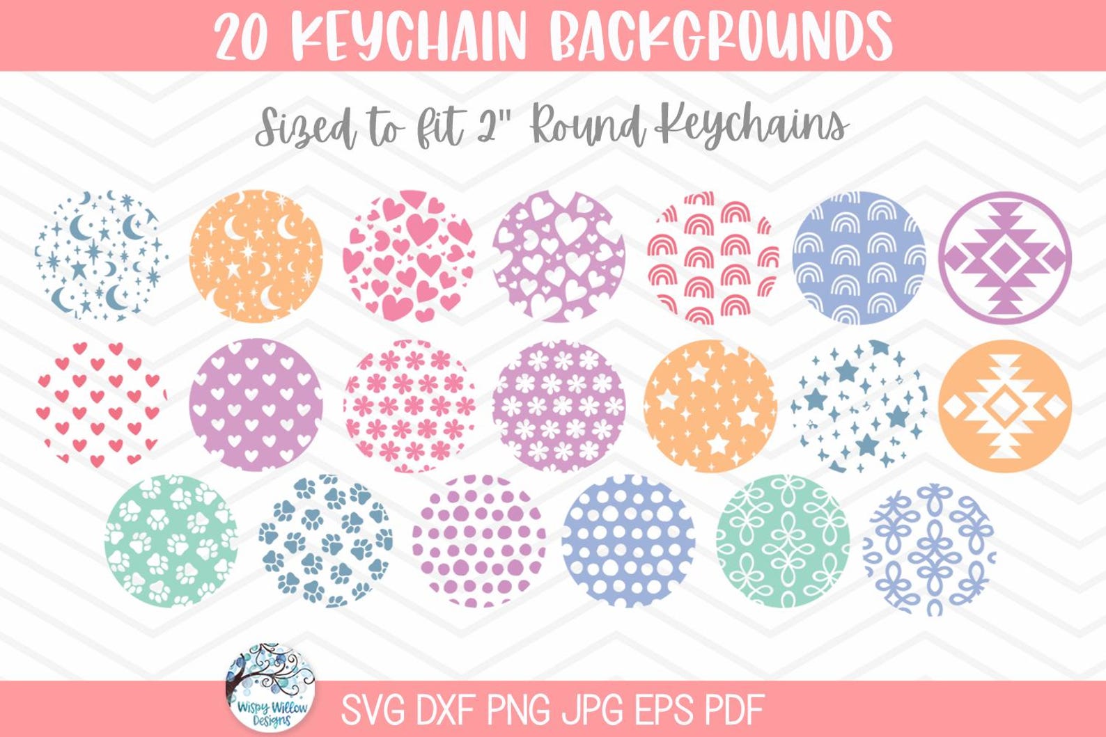 Keychain Background Pattern SVG Bundle for Cricut, Personalized Cute ...