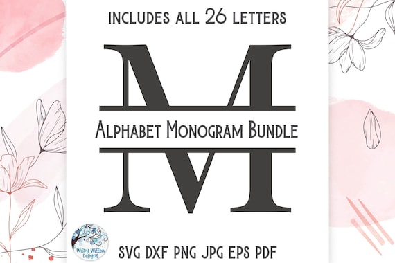Split Monogram Alphabet SVG Bundle for Cricut, Split Letter SVG, Family Name Monogram Frame, Personalized Letter PNG, Vinyl Decal Cut File