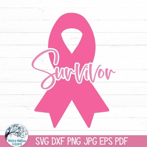 Survivor Ribbon SVG, Breast Cancer Awareness Ribbon SVG for Cricut, Pink Cancer Ribbon PNG, Vinyl Decal Cut File, Jpg Printable