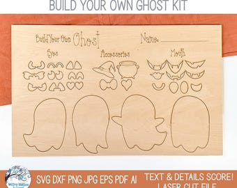 Build Your Own Ghost SVG File for Laser Cutter, Cute Halloween Pop Out Craft Kit for Kids, Glowforge, Xtool, Fall Painting, Digital Download