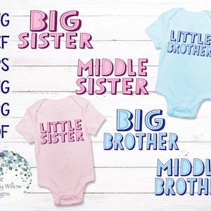 Sibling SVG Bundle, Little Sister, Middle Sister, Big Sister, Little Brother, Middle Brother, Big Brother, SVG, DXF, Png, Cut File, Shirts