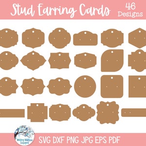 Stud Earring Card SVG Bundle for Cricut, Small Jewelry Display Cards, Cardstock Earrings Holder, Earring Card Template for Laser and Paper