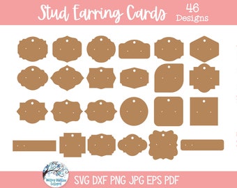 Stud Earring Card SVG Bundle for Cricut, Small Jewelry Display Cards, Cardstock Earrings Holder, Earring Card Template for Laser and Paper