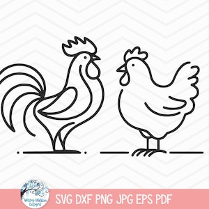 Kip SVG voor Cricut, Haan Doodle Clipart PNG JPG, Kip Lijntekeningen, Boerderijdieren, Boerderij, Rustiek boerenleven, Vinyl Decal Cut File