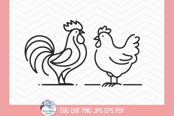 Chicken SVG for Cricut, Rooster Doodle Clipart PNG JPG, Chicken Line Art, Farm Animals, Farmhouse, Rustic Farm Life, Vinyl Decal Cut File