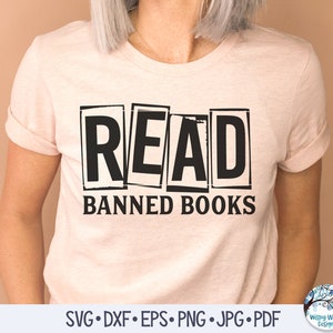 Leer libros prohibidos SVG, leer libros prohibidos diseño de camiseta SVG, tipografía vintage en bloque, lectura, lectura por sublimación, libros prohibidos Svg Png