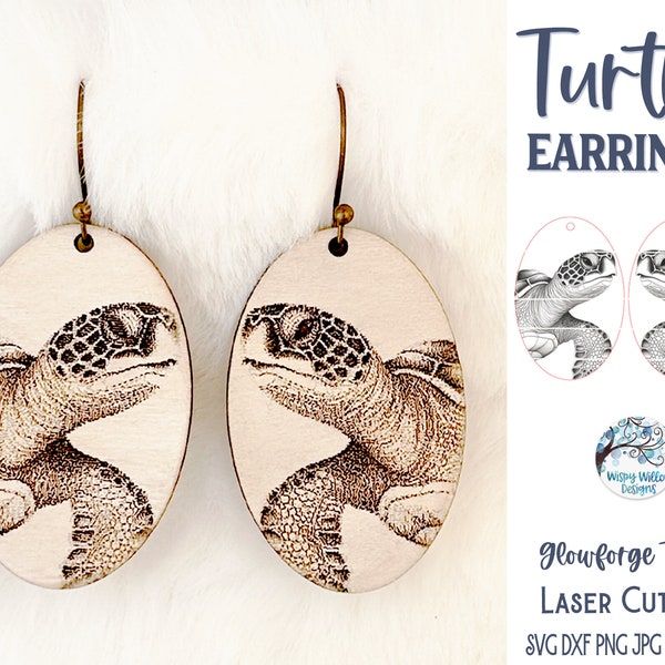 Sea Turtle Earring SVG File for Glowforge or Laser Cutter, Ocean Animal Engraved Jewelry, Summer Beach Earrings, Digital Download File