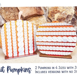 Knit Pumpkin Shelf Sitter SVG File for Glowforge or Laser Cutter, Sweater Pumpkin Halloween Decoration, Thanksgiving Laser Cut File, AI, DXF
