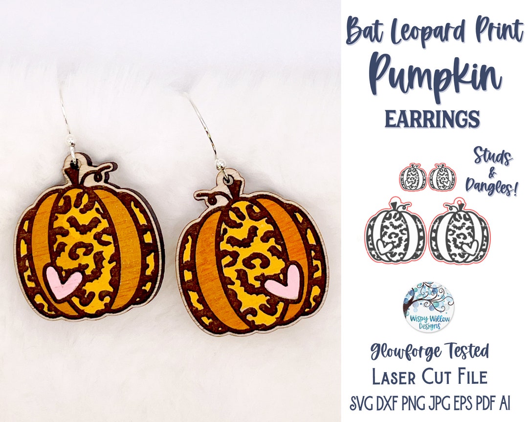 Bat Leopard Print Pumpkin Earring File SVG for Glowforge or Laser ...