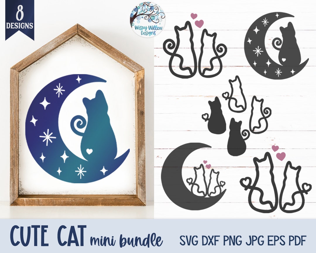 Cute Cat SVG Bundle Cat Silhouettes From Behind Cat Outline - Etsy